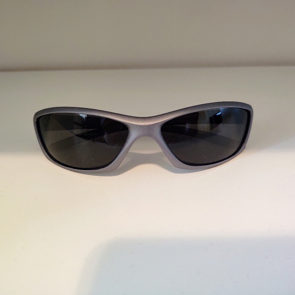 Italian polarized Sport Wrap Sunglasses - Gray Frame, Black Lenses